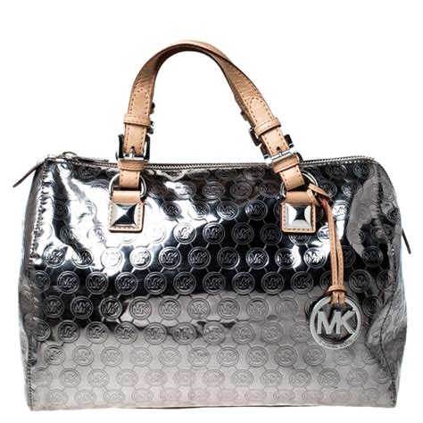 handtaschen gebraucht michael kors|Michael Kors silver satchel handbag.